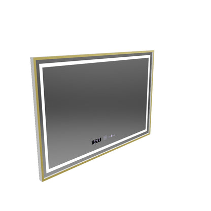 Правоъгълно светодиодно огледало, 100x65см, Royale Gold Motion Glow Marcello, отдели, часовник и термометър, подразбиращ се
