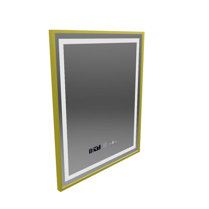 Правоъгълно светодиодно огледало, 75x90см, Royale Gold Motionglow Marcello, система за демонтаж, часовник и термометър