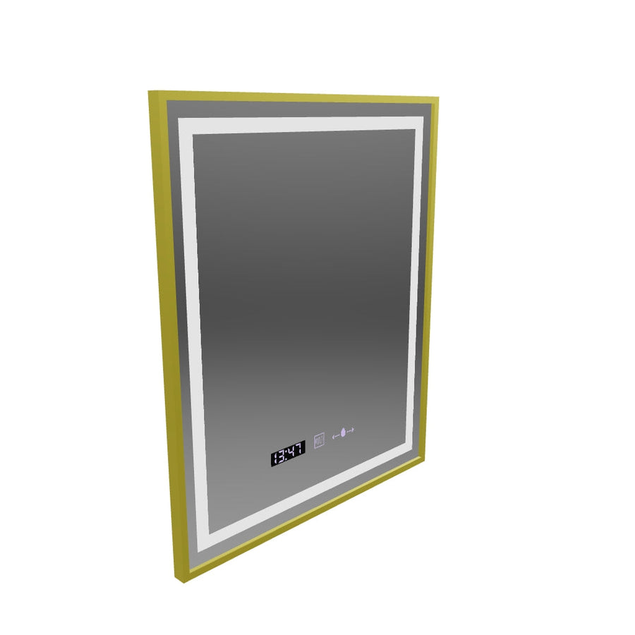 Правоъгълно светодиодно огледало, 75x90см, Royale Gold Motionglow Marcello, система за демонтаж, часовник и термометър