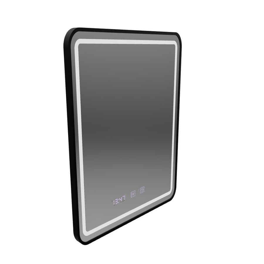 LED Touch Touch Gerhard Mirror Defrition System, часовник и температура 60x80 cm Black Brushd Frame