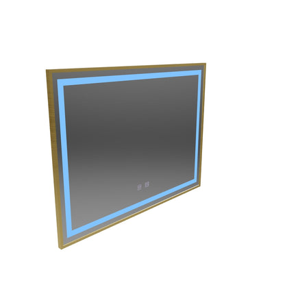LED Touch Kariri Mirror, 80x60 cm, функция за размразяване, рамка с четка от златна роза