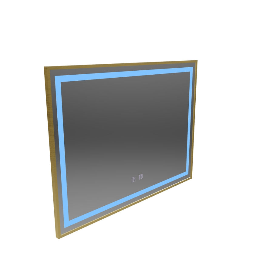 LED Touch Kariri Mirror, 80x60 cm, функция за размразяване, рамка с четка от златна роза