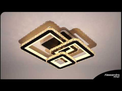 Lulus поведе Nova Quadria с кристали, 3 източника на светлина, RGB, с дистанционно управление, 154W, черно и неръждаемо