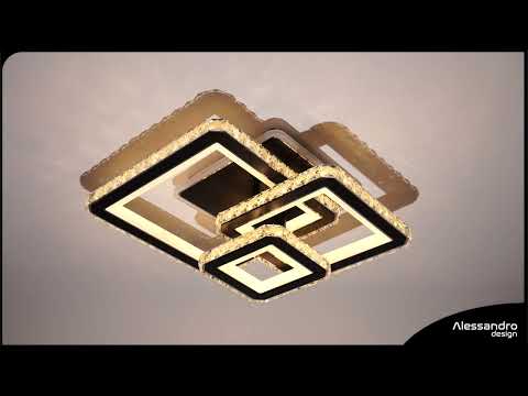Lulus поведе Nova Quadria с кристали, 3 източника на светлина, RGB, с дистанционно управление, 154W, черно и неръждаемо
