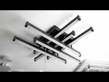 LED полилей с дистанционно управление LINEX, 63W, 6 елемента, линеен, студена/топла/неутрална светлина, димируем, черен