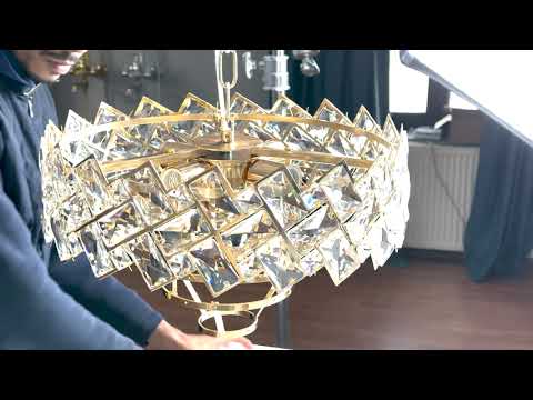 Кристален полилей Windsor Noble 5xe14, 40 cm диаметър, лъскаво злато, регулируема височина
