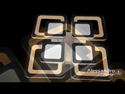 LED полилей със сусамово дистанционно управление, 77W, 4 квадрата, студена/гореща/неутрална светлина, нестабилна, бяла
