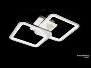 LED полилей с дистанционно управление, Zoe, 2 квадрата, 39W, студена/гореща/неутрална светлина, недобросъвестно, бяло