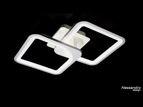 LED полилей с дистанционно управление, Zoe, 2 квадрата, 39W, студена/гореща/неутрална светлина, недобросъвестно, бяло