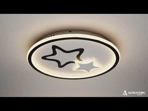 LED полилей с дистанционно EMELIANA 57W, Звезда, Студена/Топла/Неутрална светлина, Димируем, Черен