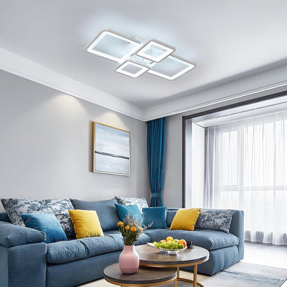 LED полилей с дистанционно управление Ella 85W, 4 квадрата, студена/гореща/неутрална светлина, нестабилна, бяла