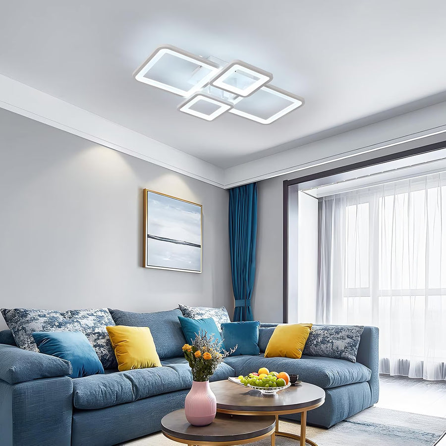 LED полилей с дистанционно управление Ella 85W, 4 квадрата, студена/гореща/неутрална светлина, нестабилна, бяла