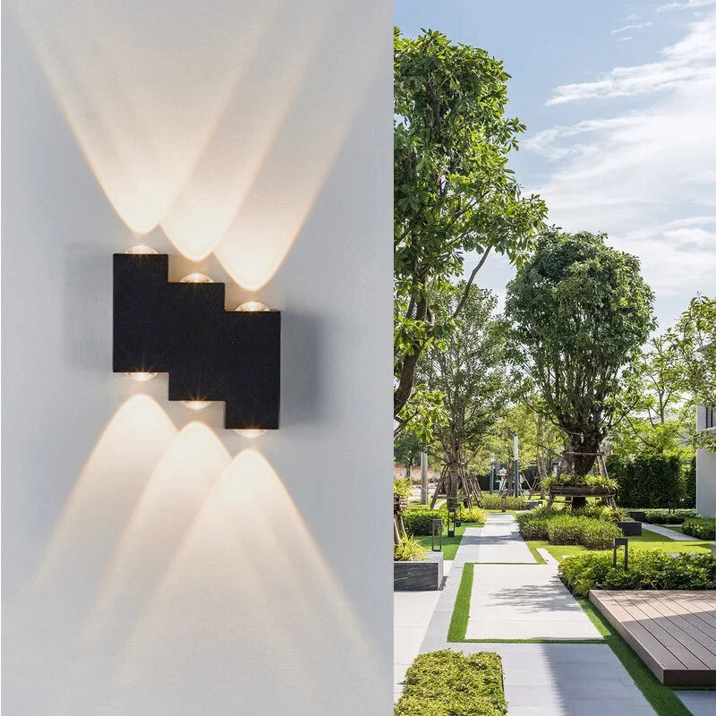 Външна и вътрешна LED стенна лампа, 4 източника x 1W, IP65, ABS, черна, 3000K