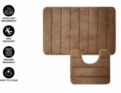 Комплект от 3 постелки за баня, 50x40 см, сини, неплъзгащи се