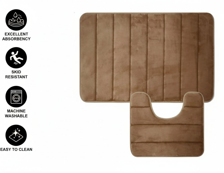 Комплект от 3 постелки за баня, 50x40 см, сини, неплъзгащи се