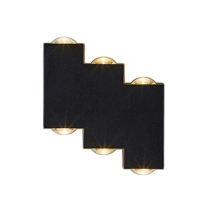 Външна и вътрешна LED стенна лампа, 4 източника x 1W, IP65, ABS, черна, 3000K