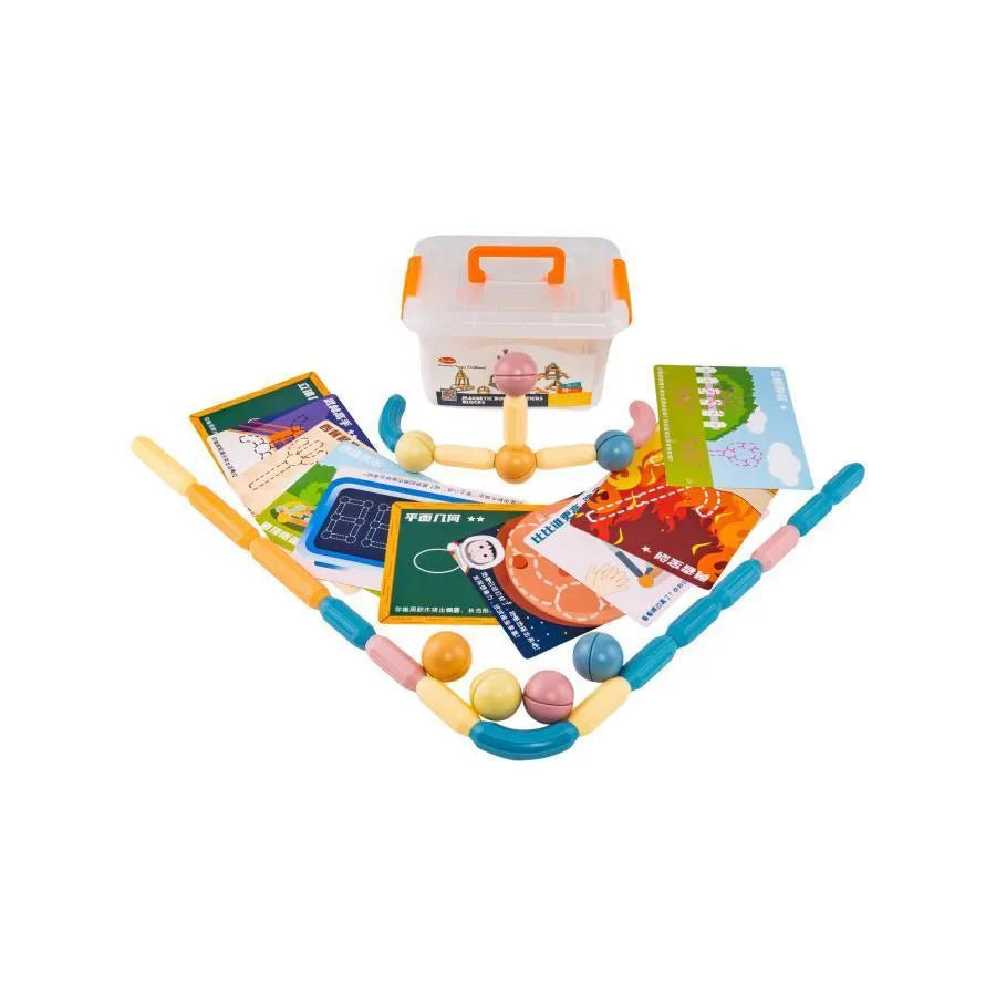 Тип на пъзела комплект с геометрични форми с магнити, 54 парчета, пластмаса и магнити