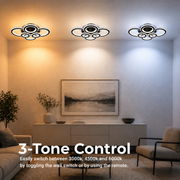 LED полилей с дистанционно управление и кристал NOVA ROTONDA RGB 145W, 6 кръга, Студена/Топла/Неутрална светлина, Димируем, Черен
