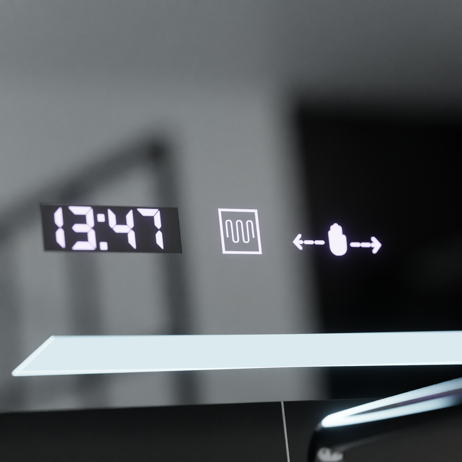 Правоъгълно светодиодно огледало, 60x80см, rayonnement motionglow marcello, система за обезобразяване, часовник и термометър, daimable