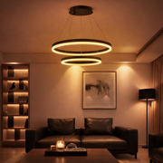 Окачен LED полилей с дистанционно управление CASIANA 40W, 2 кръга, студена/топла/неутрална светлина 3000K/4000K/6000K, димируем, черен, регулируема височина, метал и акрил