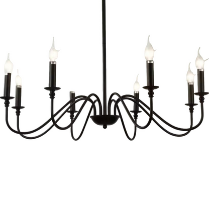 Candelabru Cristal Oliveto 6xE14, Diametru 63cm, Negru, Inaltime Reglabila