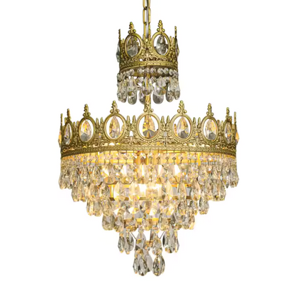 Кристален полилей Royal Petito, 3xe14, диаметър 25 см, лъскаво злато, регулируема височина