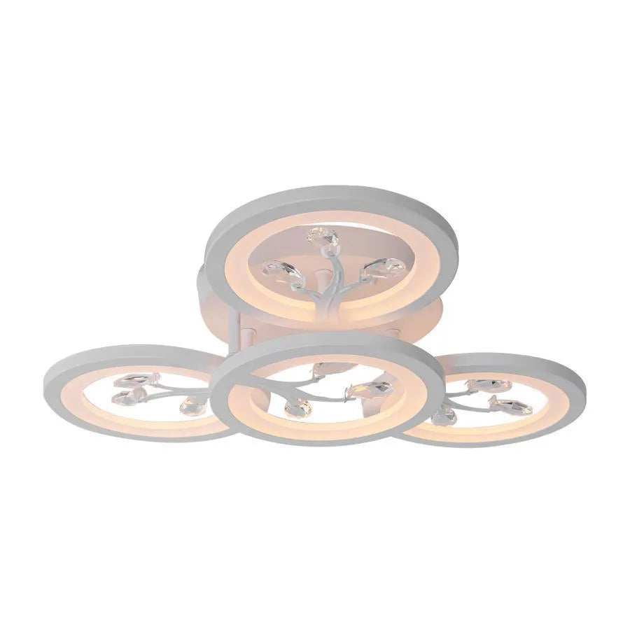 LED полилей с дистанционно управление и Daisy 49W кристал, 4 елемента, студена/гореща/неутрална светлина, нестабилна, бяла