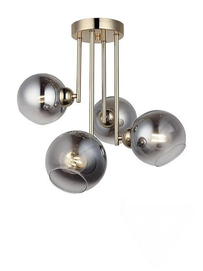 Alessandro Chandelier, 4x E27, злато, тъмно сиво абаджур