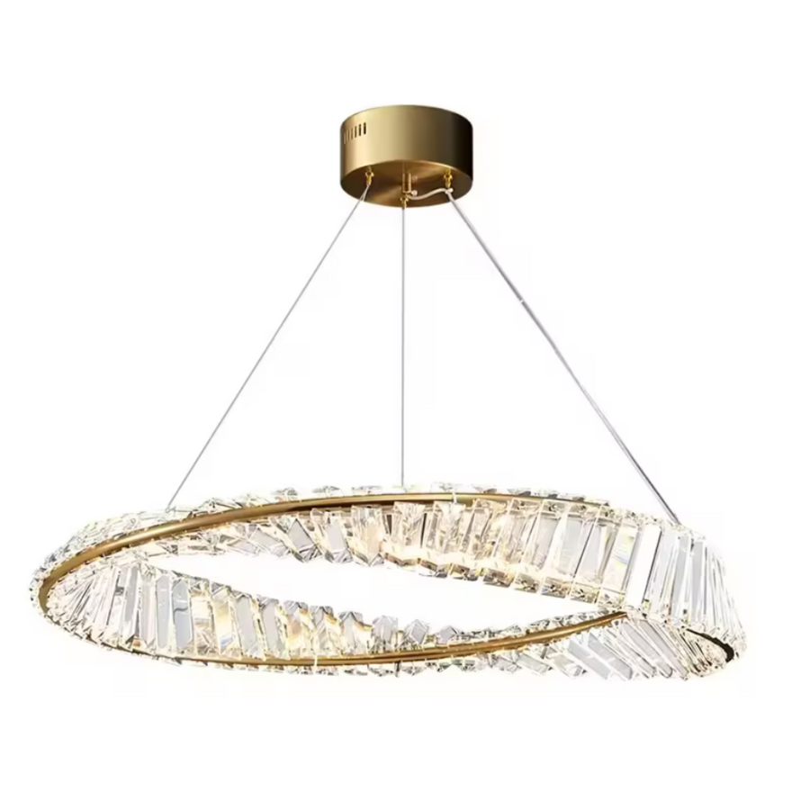 LED полилей с дистанционно управление и Luigi Crystal, 35W, студена/гореща/неутрална светлина, нестабилна, златиста