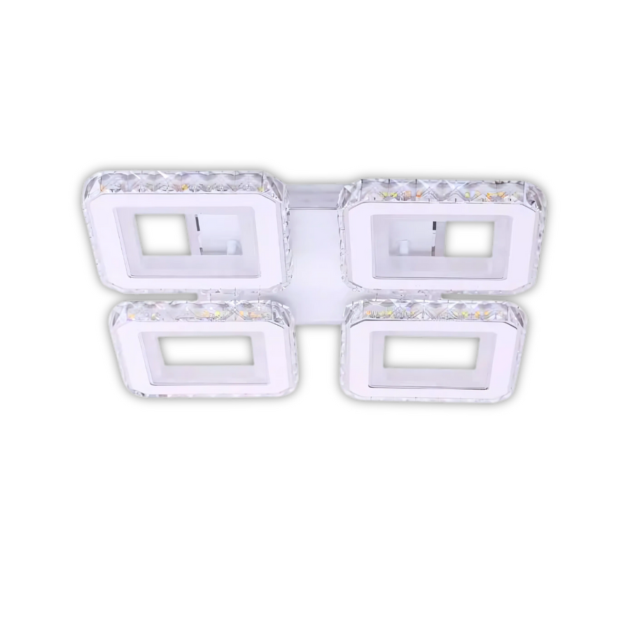 LED LED LEULA с дистанционно управление, 79W, хром с бял, метален и кристал, маргаритка, RGB